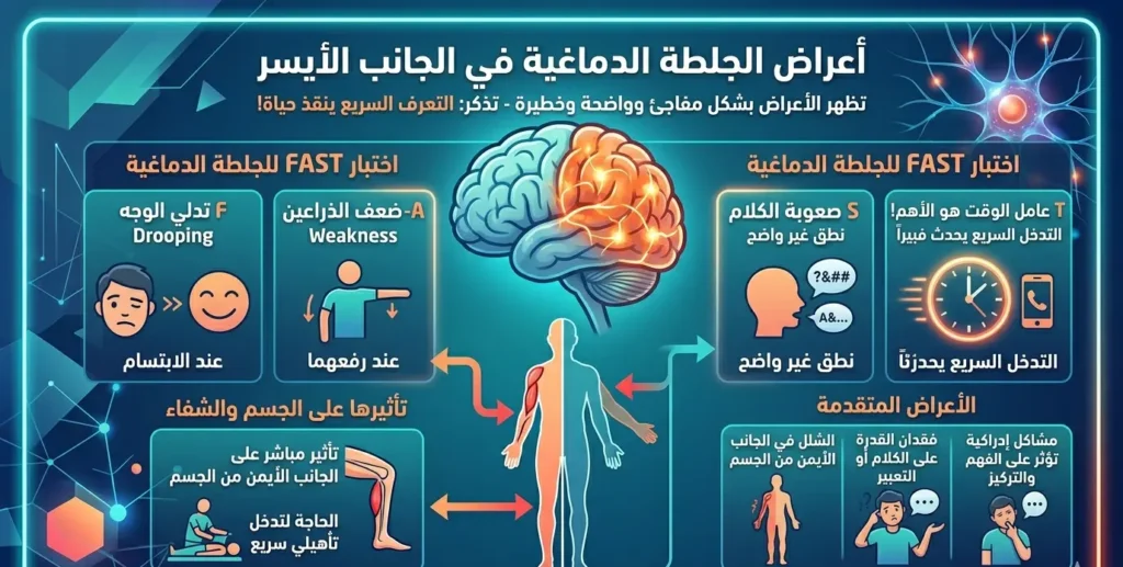 أعراض الجلطة الدماغية في الجانب الأيسر