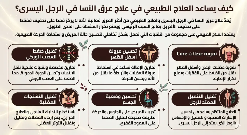 كيف يساعد العلاج الطبيعي في علاج عرق النسا في الرجل اليسرى؟