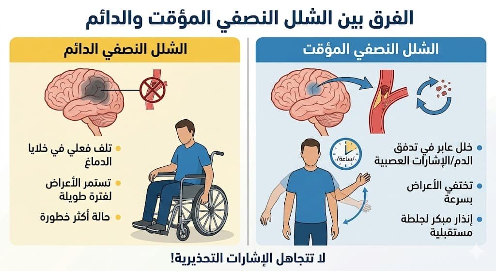 الفرق بين الشلل النصفي المؤقت والدائم